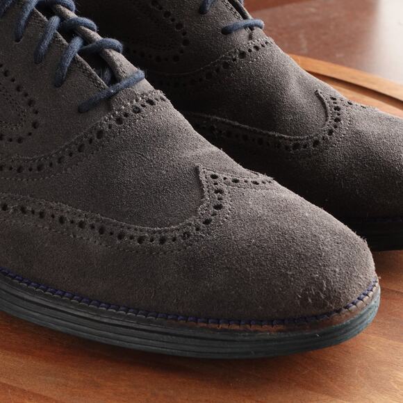Cole Haan Oxfords Mens Size 12M Gray Grand OS Wingtip Brogue Suede Shoes C22094 main image 10